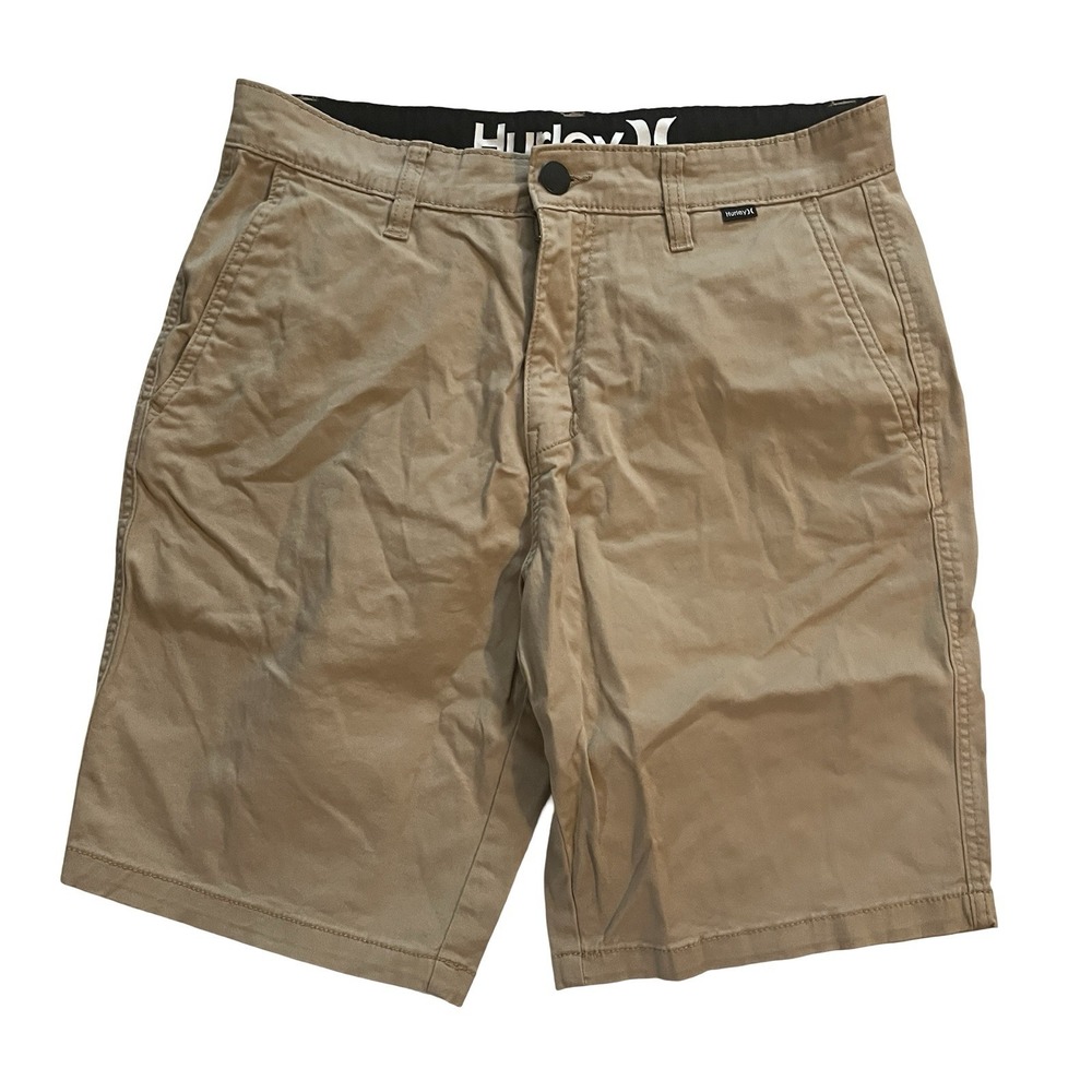 Hurley Men's Size 30 Khaki Tan Chino Shorts Preppy 97% Cotton Pockets